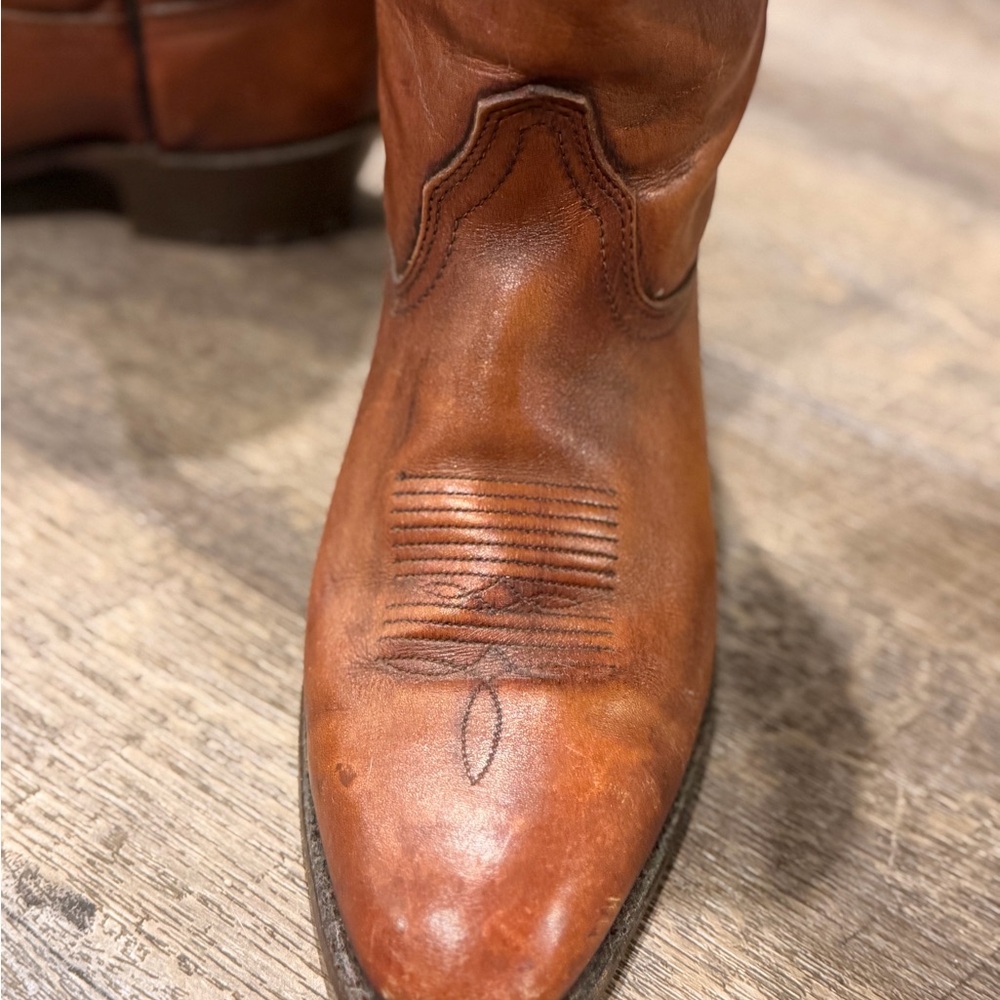 FRYE Classic Brown Leather Cowboy Boots - Picture 4 of 5